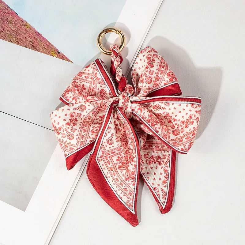 Hand-Woven Silk Bow Keychain
