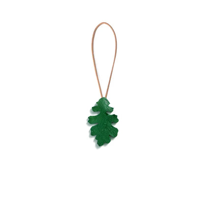 Rustic Leather Maple Leaf Bag Charm
