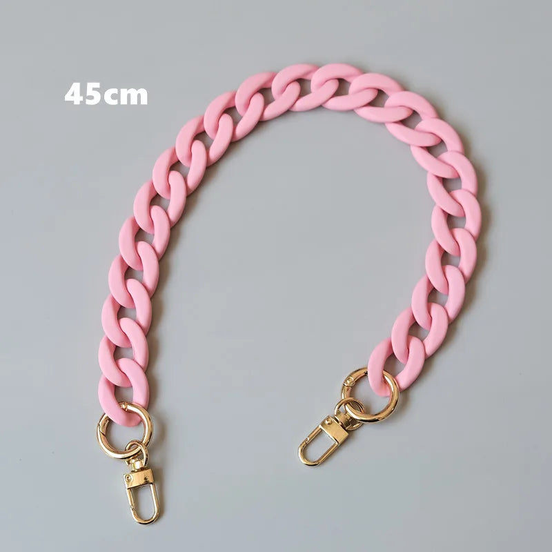 Candy Pink Resin Chain Frosted Purse Chain