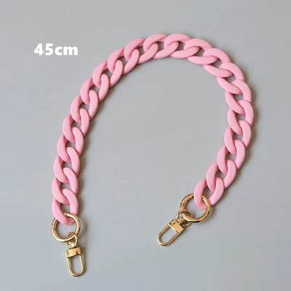 Candy Pink Resin Chain Frosted Purse Chain