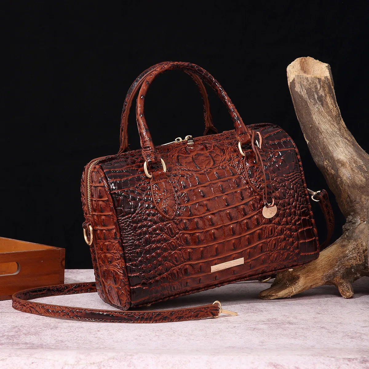 Crocodile Top-Handle Tote Bag