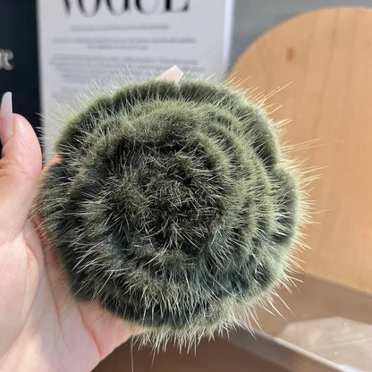 Mink Fur Flower Brooch
