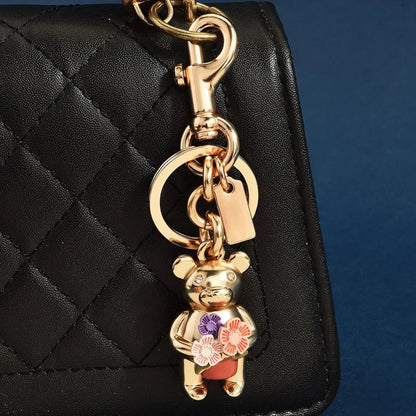 3D Metal Teddy Bear Bag Charm Keychain