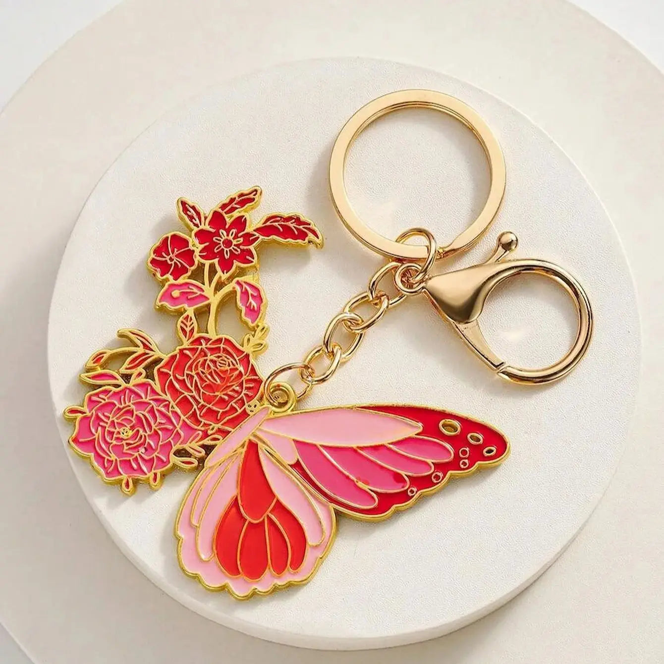 Butterfly Bloom Enamel Keychain