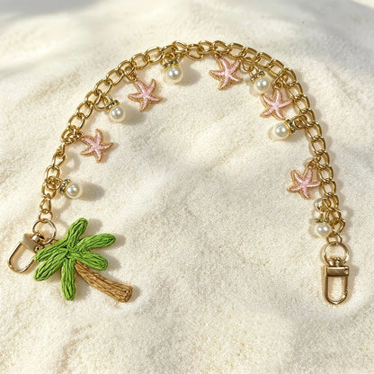 Tropical Bag Charm — Coconut Tree, Sea Star & Shell