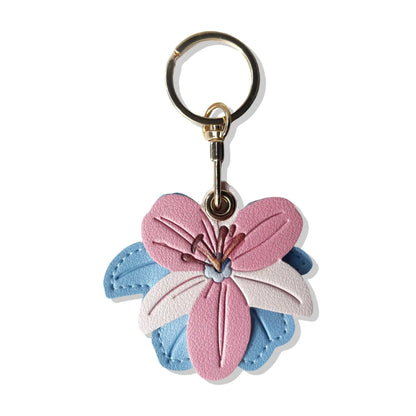 Lily Flower Pendant Leather Keychain