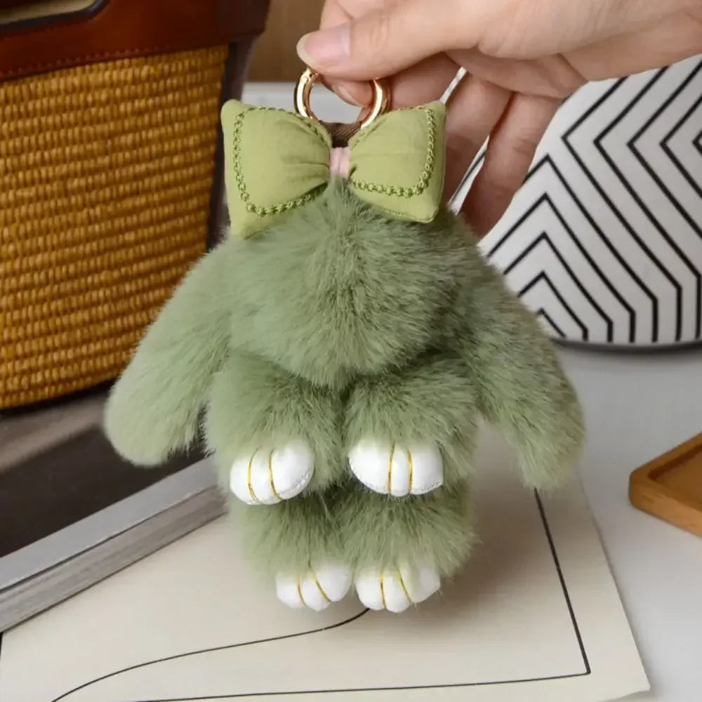 Fluffy Bunny Bag Charm Keychain