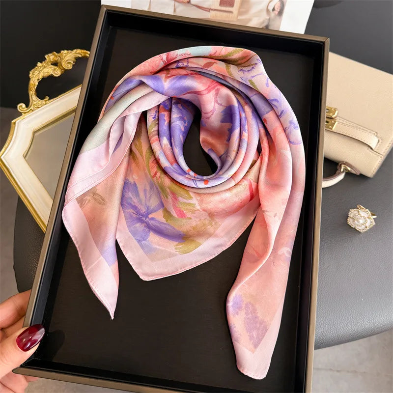 Floral Silk Square Scarf
