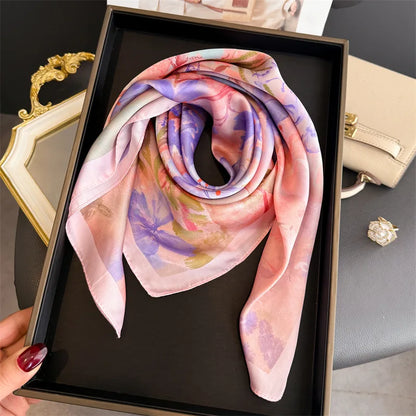 Floral Silk Square Scarf