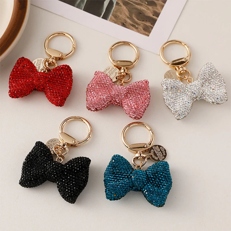 Rhinestone Bow Charm Keychain