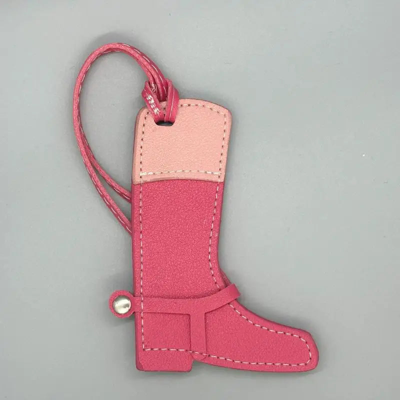 Color-Block Leather Boot Bag Charm