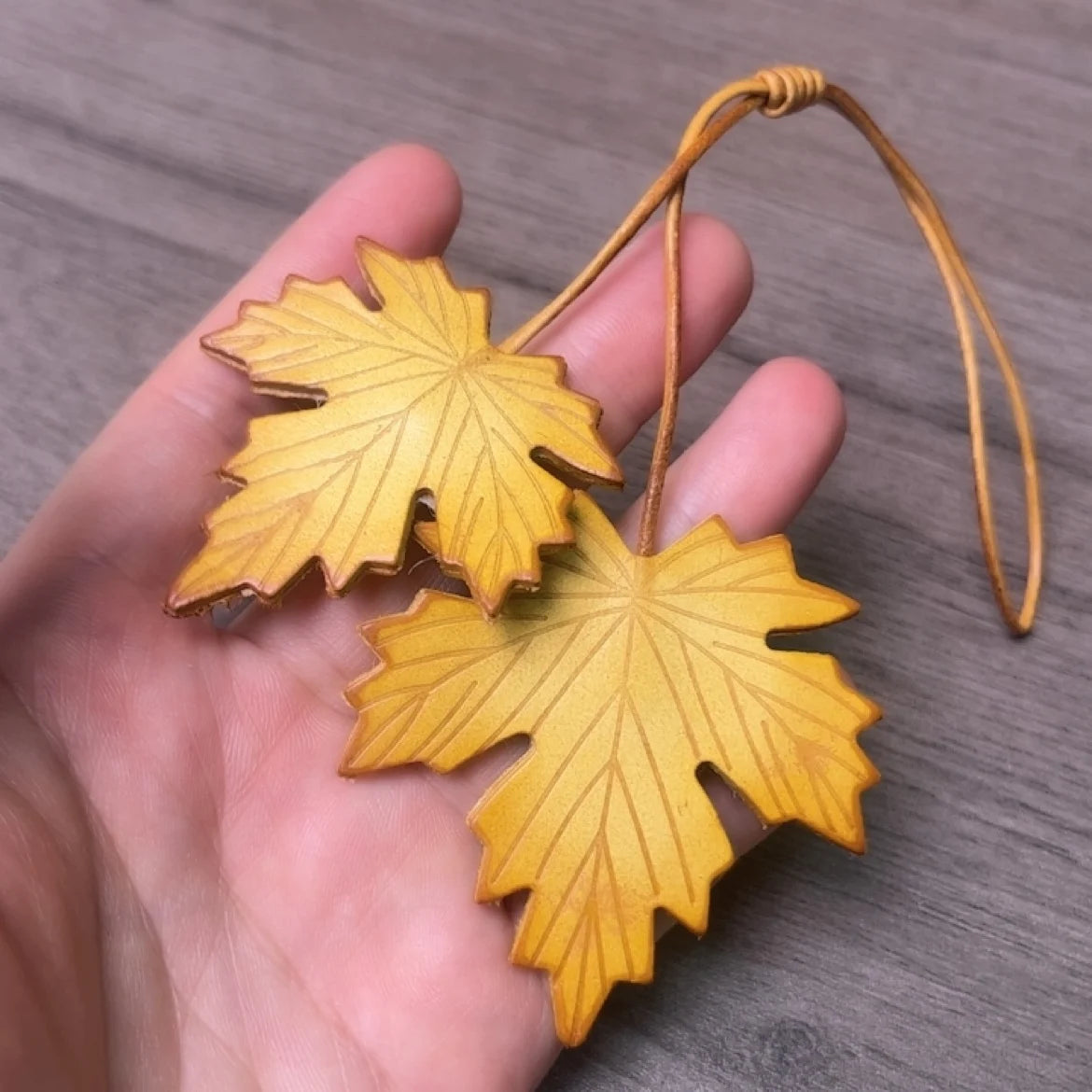 Genuine Leather Maple Leaf Bag Charm