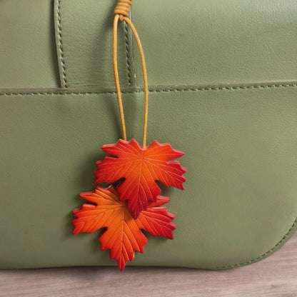 Genuine Leather Maple Leaf Bag Charm