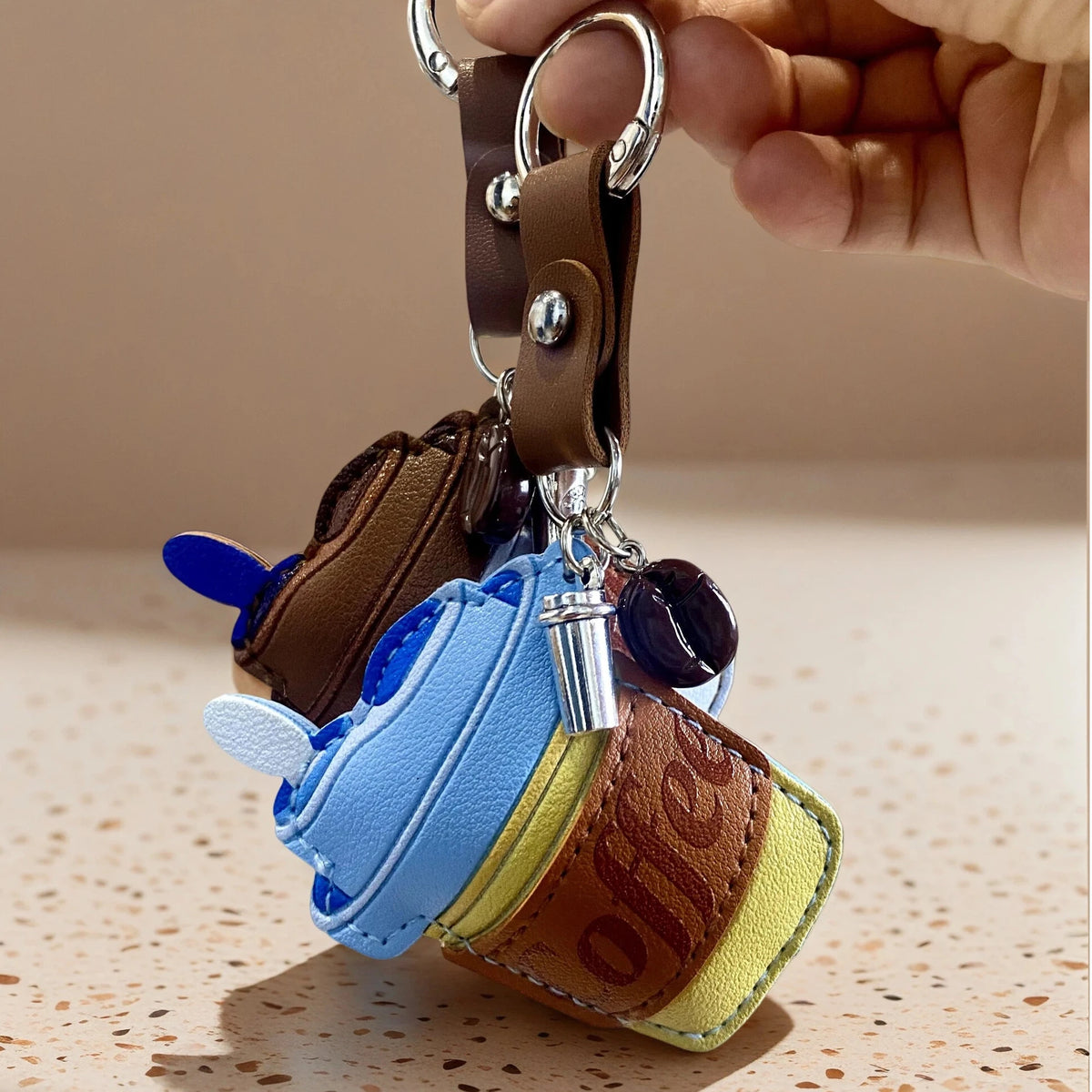 Coffee Cup Keychain & Bag Charm Set