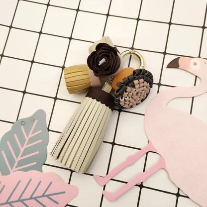 Luxury Handmade Leather Tassel Bag Charm Keychain