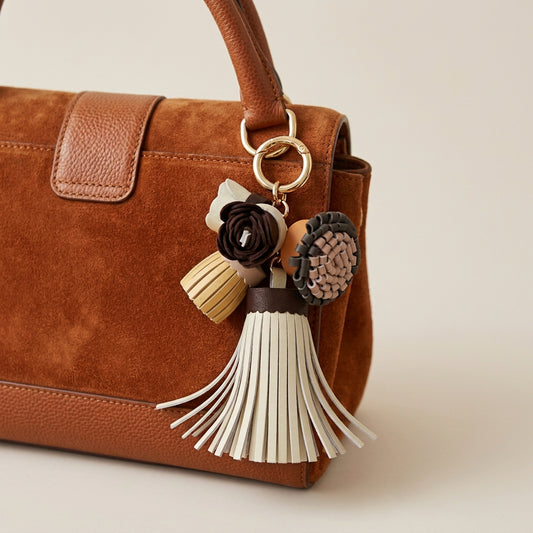 Luxury Handmade Leather Tassel Bag Charm Keychain