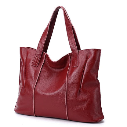 Ruched Leather Tote Bag