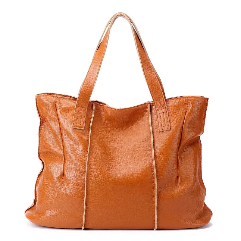 Ruched Leather Tote Bag