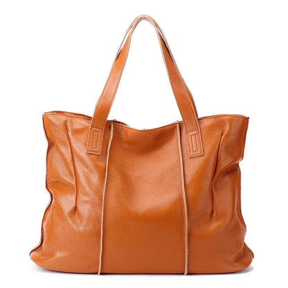 Ruched Leather Tote Bag