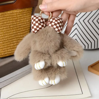 Fluffy Bunny Bag Charm Keychain