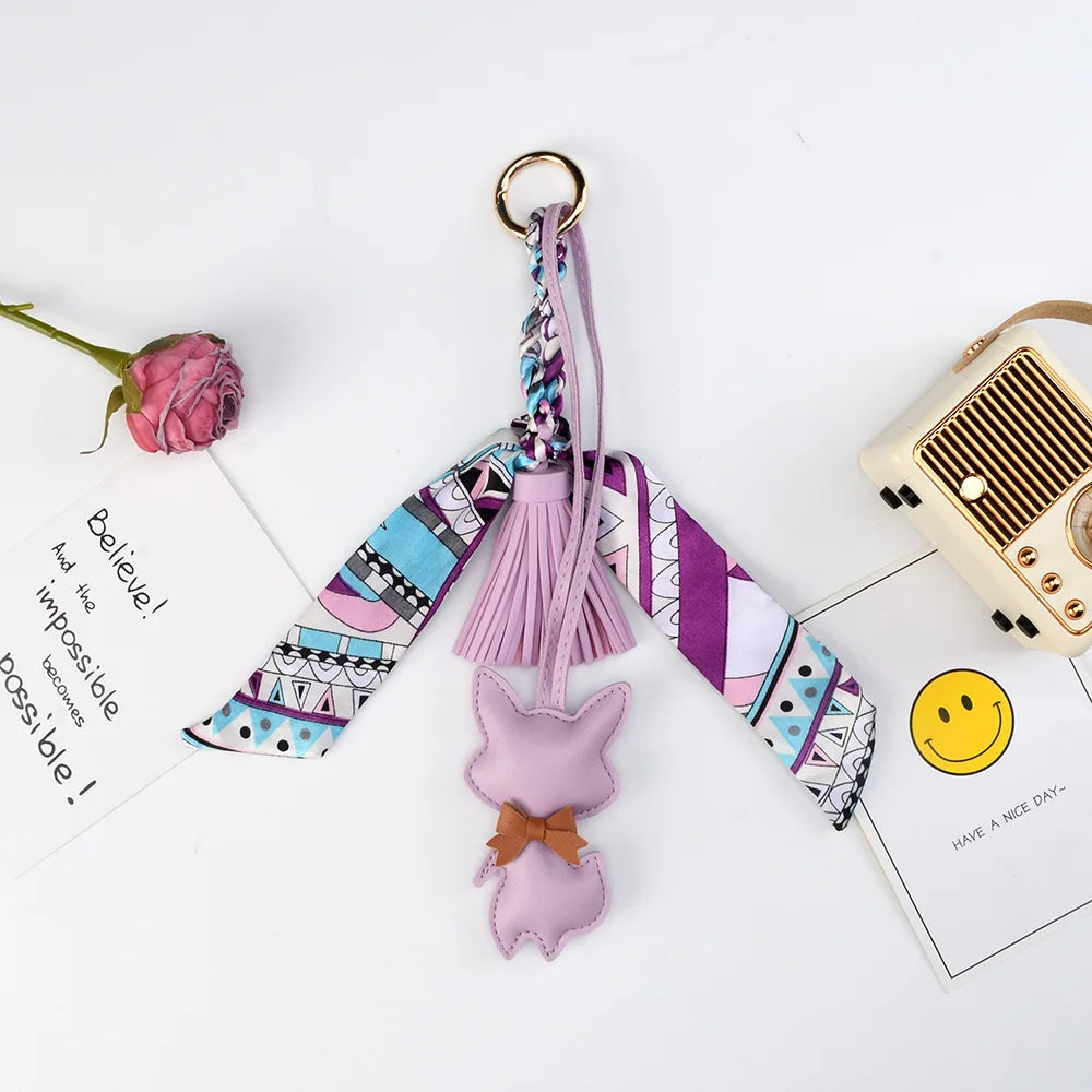 Leather Tassel Fox Bag Charm