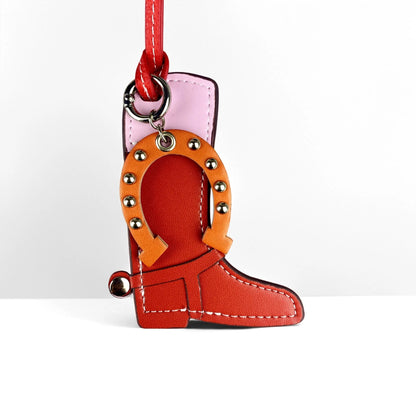 Leather Boot & Horseshoe Bag Charm