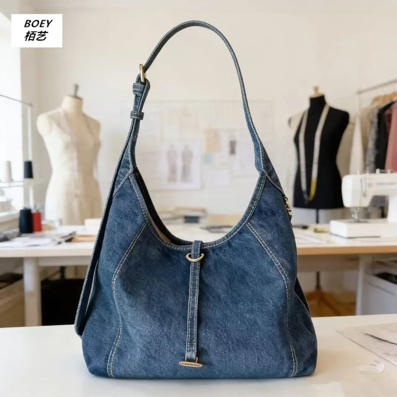 Casual Denim Crossbody Bag Large Capacity