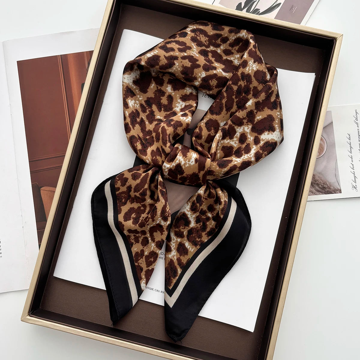 Animal Print Satin Scarf