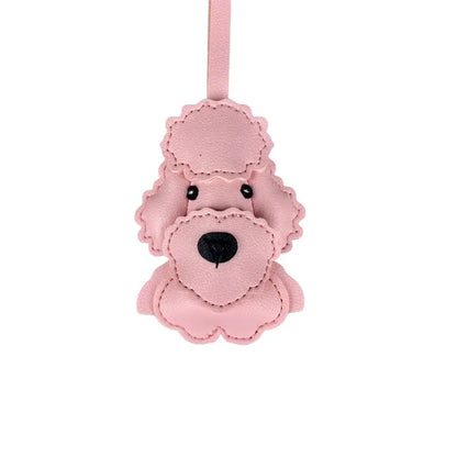 Teddy Bear Bag Charm — 3D Wavy Leather with Macaron Keychain