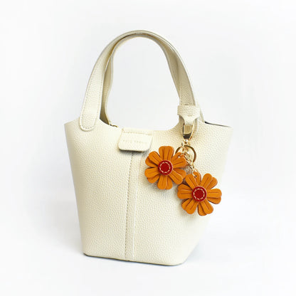 Daisy Leather Bag Charm Keychain