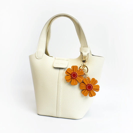 Daisy Leather Bag Charm Keychain