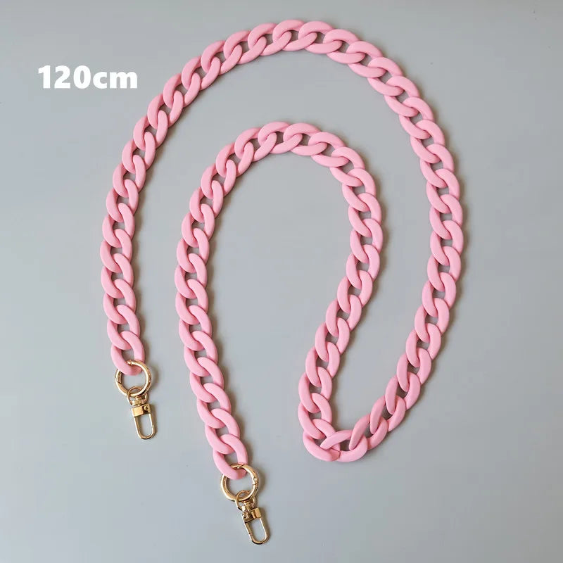Candy Pink Resin Chain Frosted Purse Chain