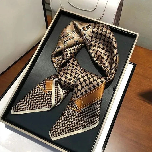 Vintage Print Silky Square Scarf