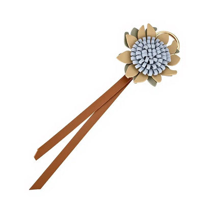 Woven Leather Sunflower Bag Charm