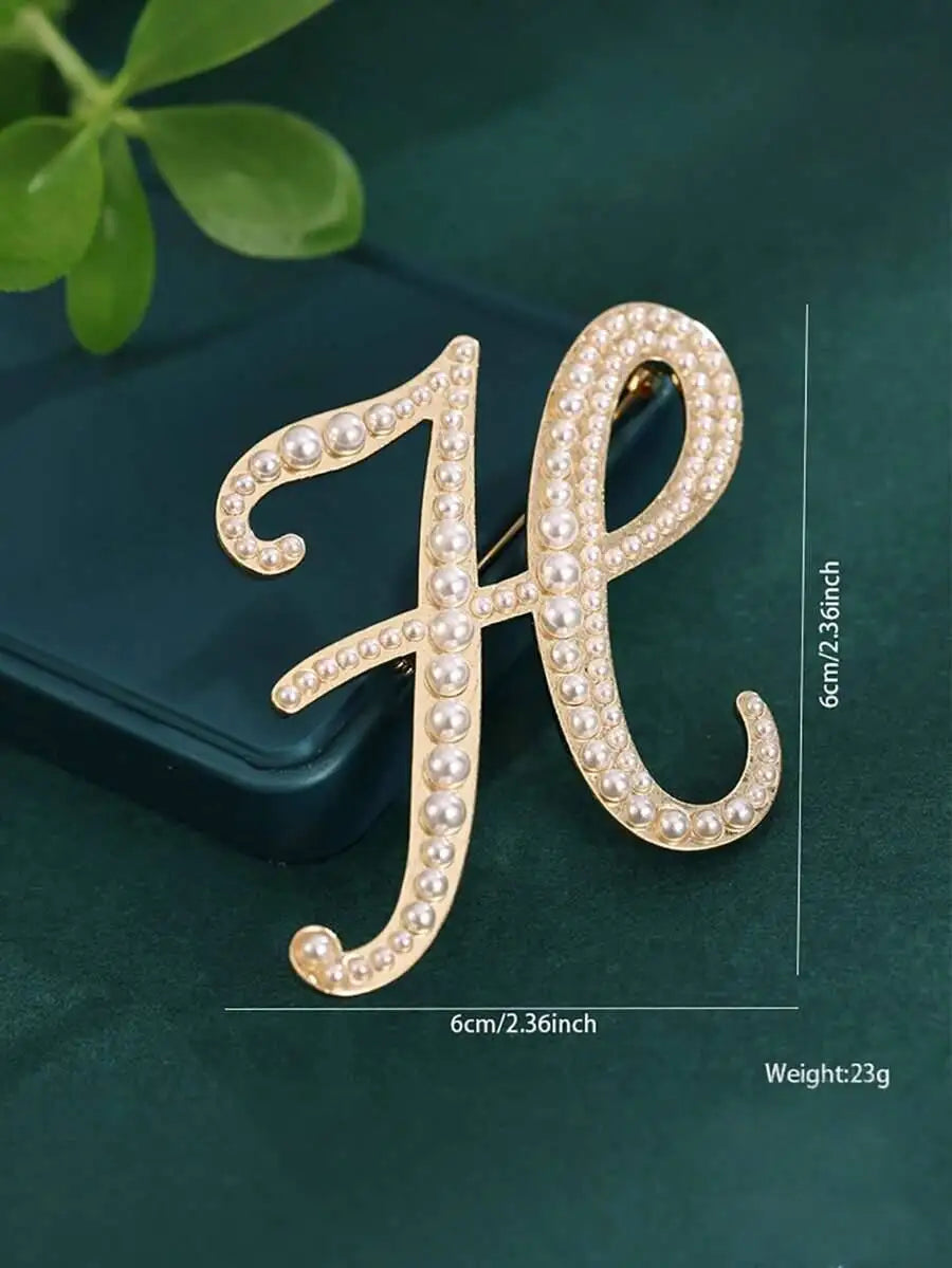 Pearl Letter Initial Brooch Pin