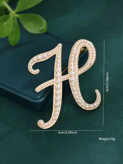 Pearl Letter Initial Brooch Pin