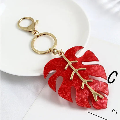 Elegant Tropical Palm Green Leaf Key Chain