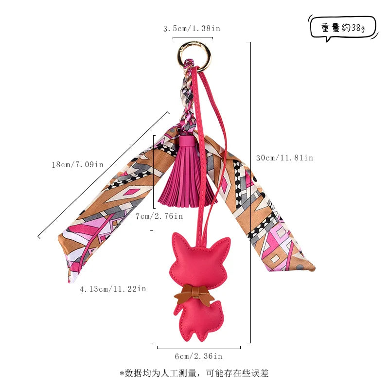 Leather Tassel Fox Bag Charm