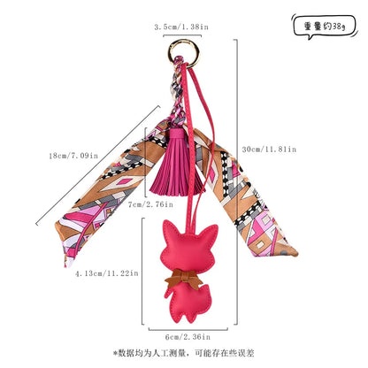 Leather Tassel Fox Bag Charm