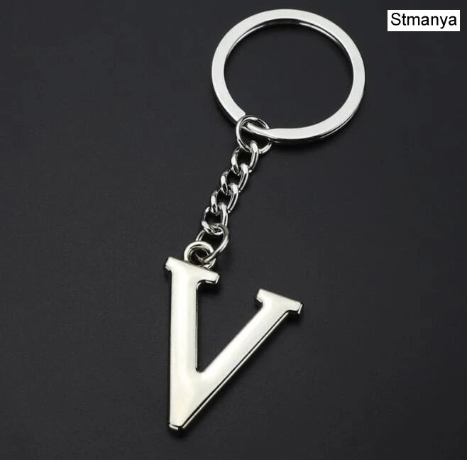 Silver Initial Letter Keychain