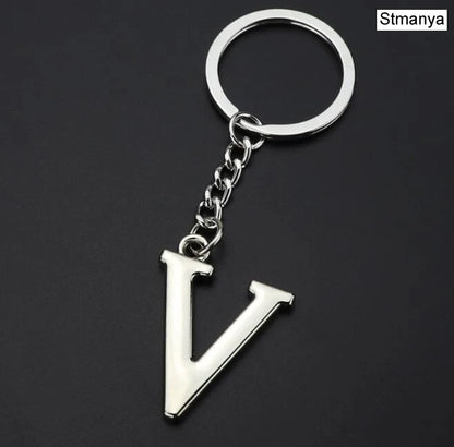 Silver Initial Letter Keychain