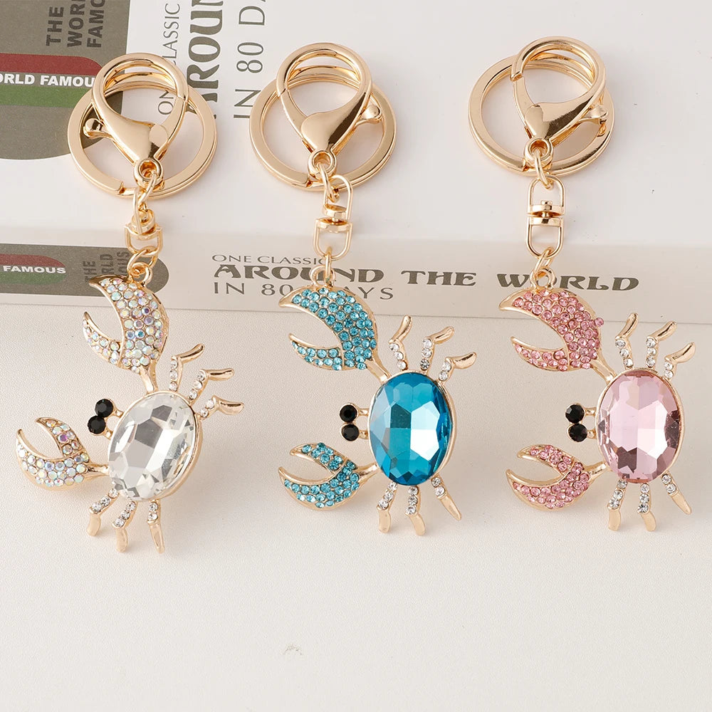 Large Sparkling Crystal Crab Keychain