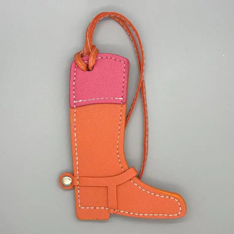 Color-Block Leather Boot Bag Charm