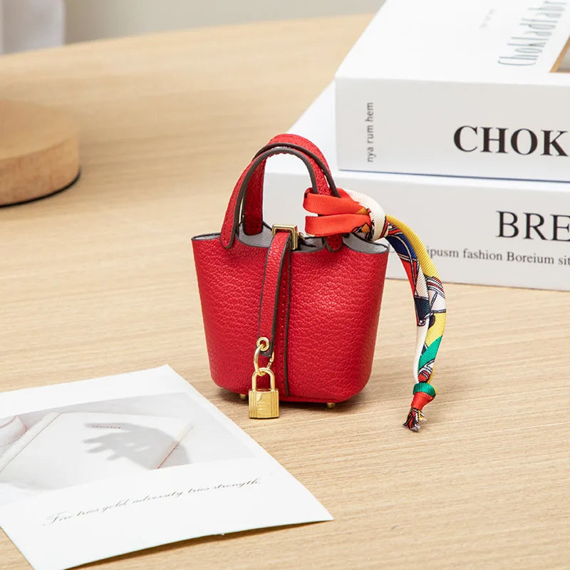 Mini Leather Hand Bag Charm
