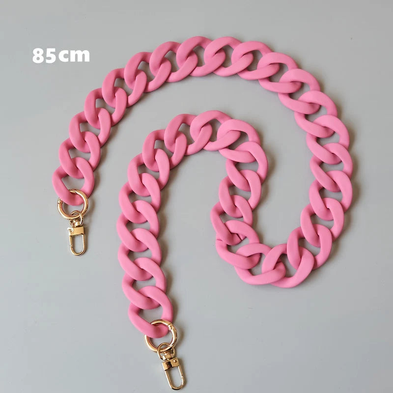 Candy Pink Resin Chain Frosted Purse Chain