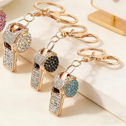 3D Rhinestone Whistle Keychain
