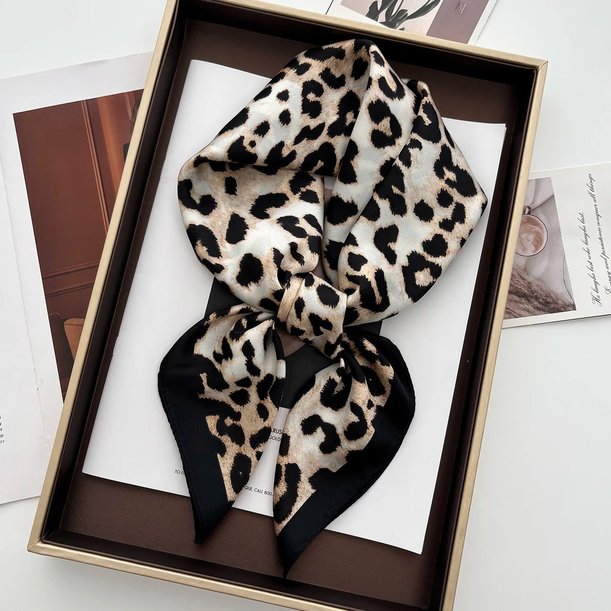 Animal Print Satin Scarf