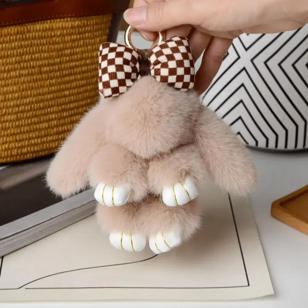 Fluffy Bunny Bag Charm Keychain