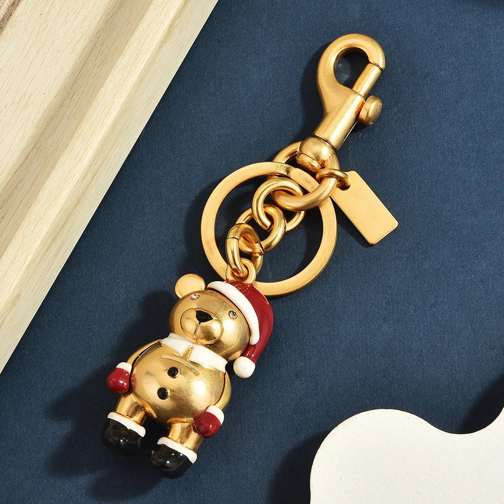 3D Metal Teddy Bear Bag Charm Keychain