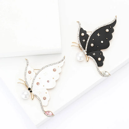 Pearl & Rhinestone Butterfly Brooch